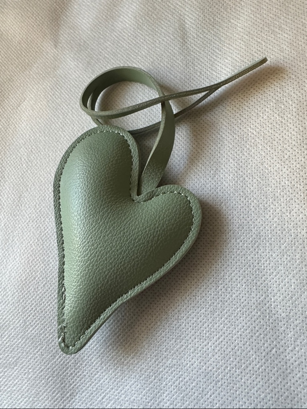 Heart-Shaped Vegan Leather Bag Charm in Spring Green Accessory NWT Gifts